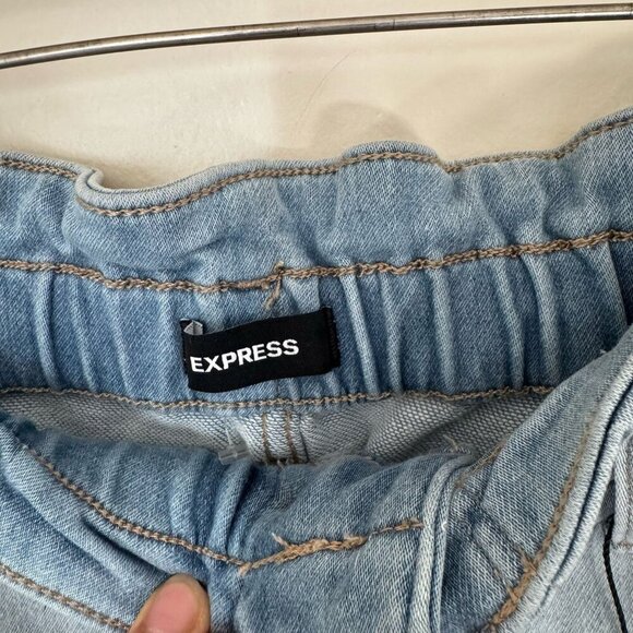 NWT Express Jogger Jeans Paper Bag Elastic Waist Pull On Denim Pants Womens 10R - Picture 6 of 7